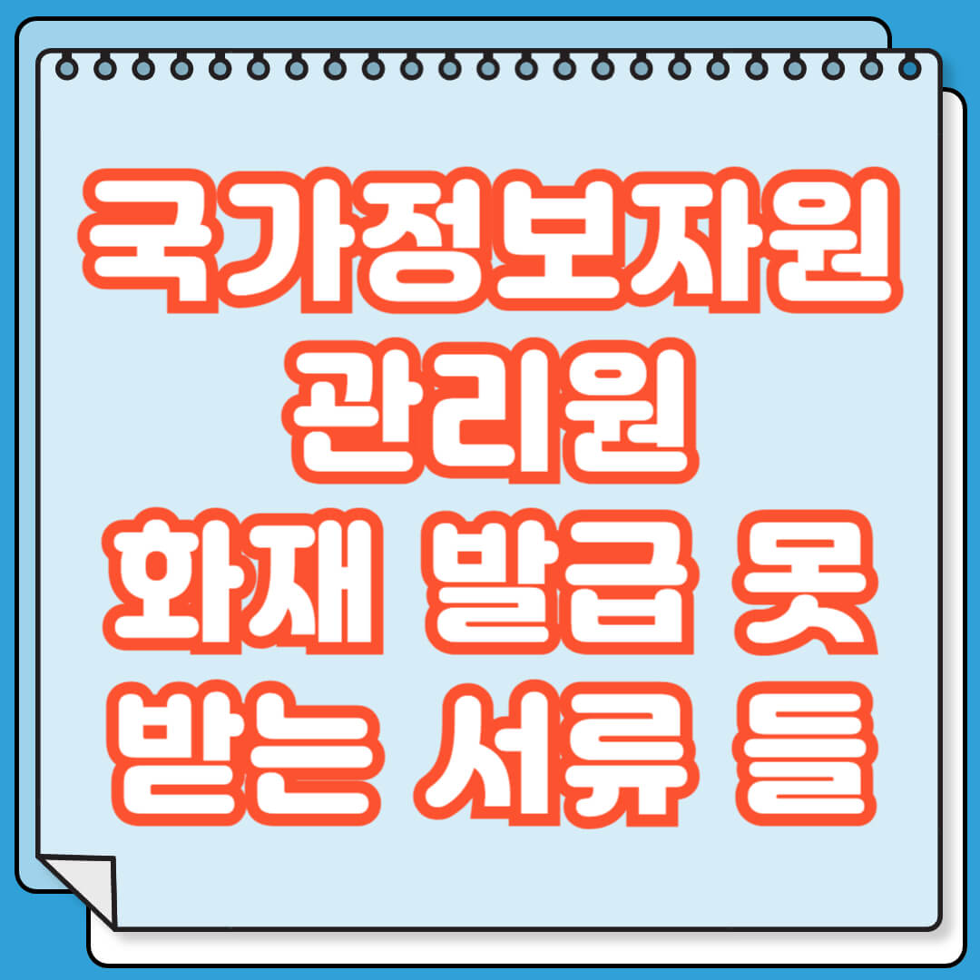 국가정보자원관리원 화재 발급 못 받는 서류