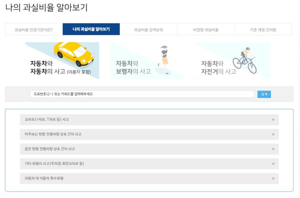 나의 과실비율 알아보기