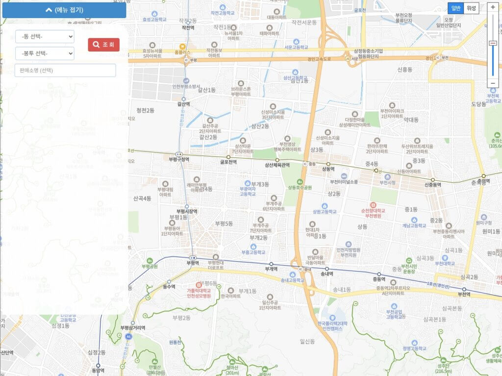 부천시 종량제봉투 판매 지도