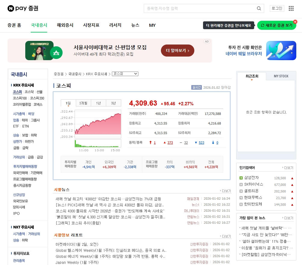 실시간 주식 시장 현황