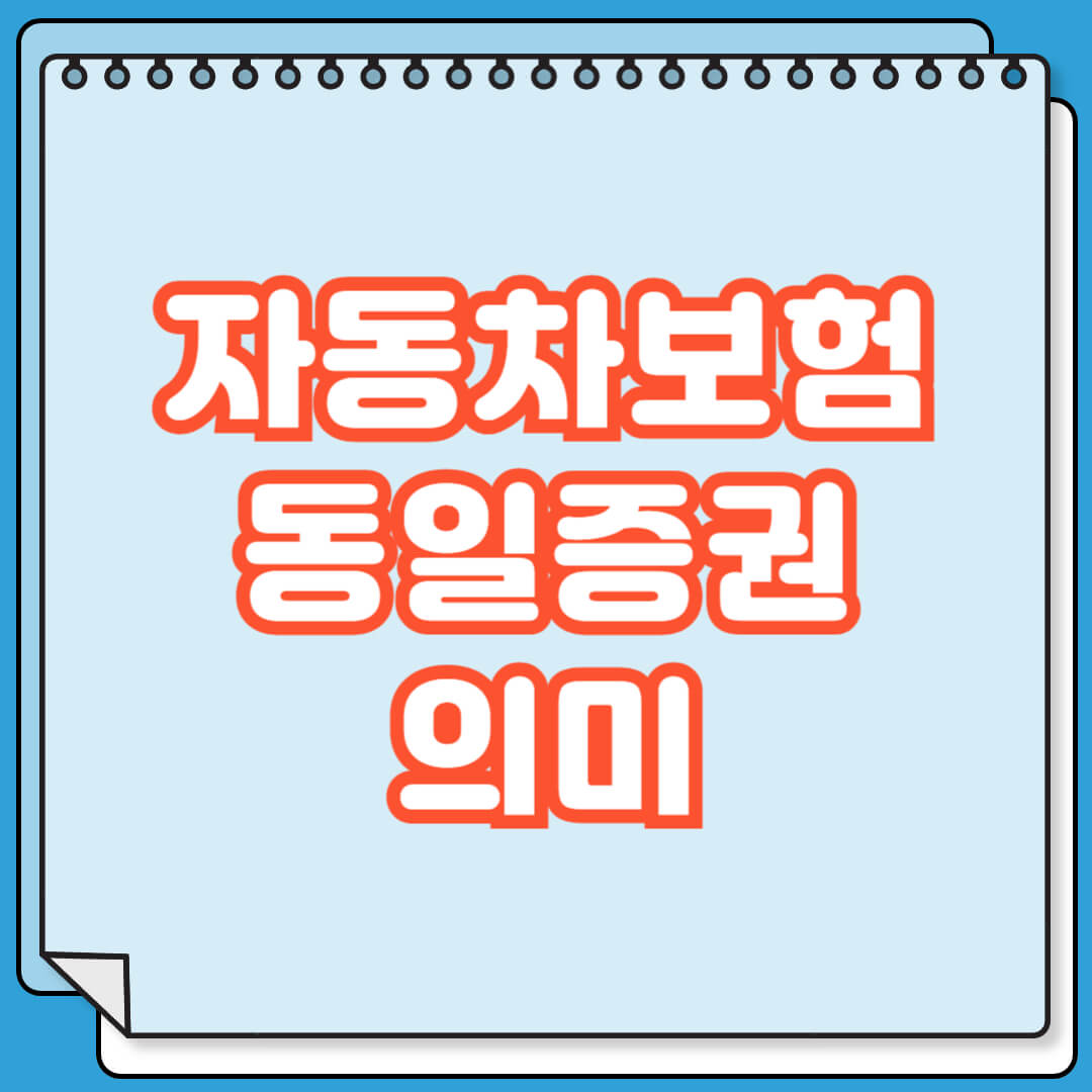 자동차보험 동일증권 뜻, 장점 단점