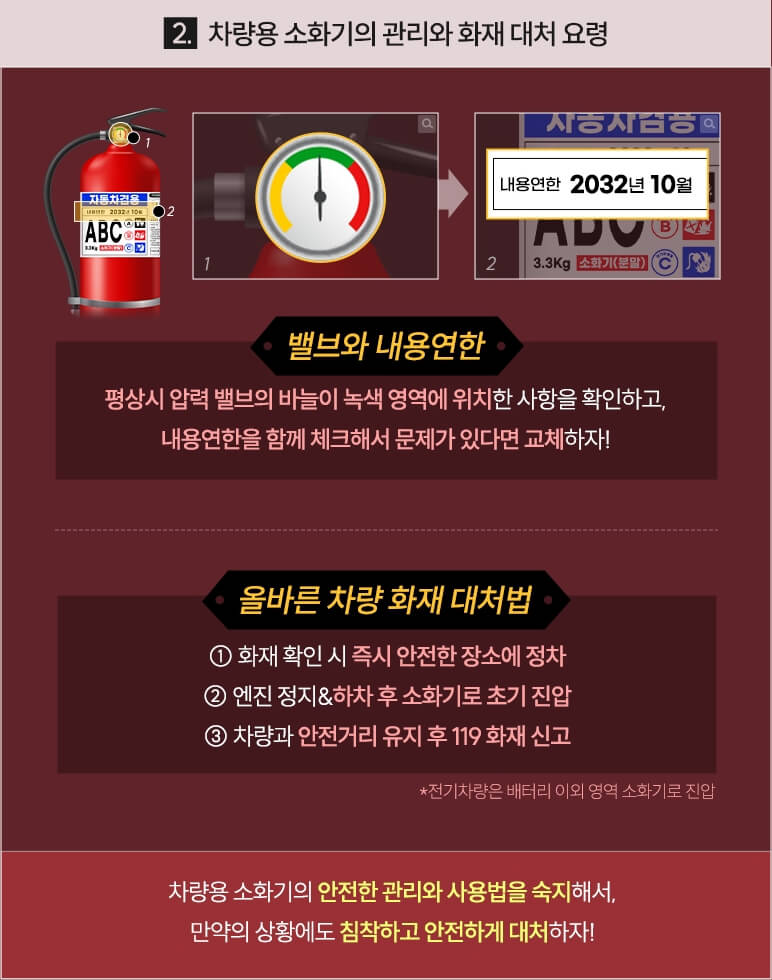 차량용 소화기의 관리와 화재 대처 요령